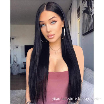 Hot Sale Long Straight Black Wig Heat Resistant Synthetic Wig Natural Hair Wig for Black Women 26 inches